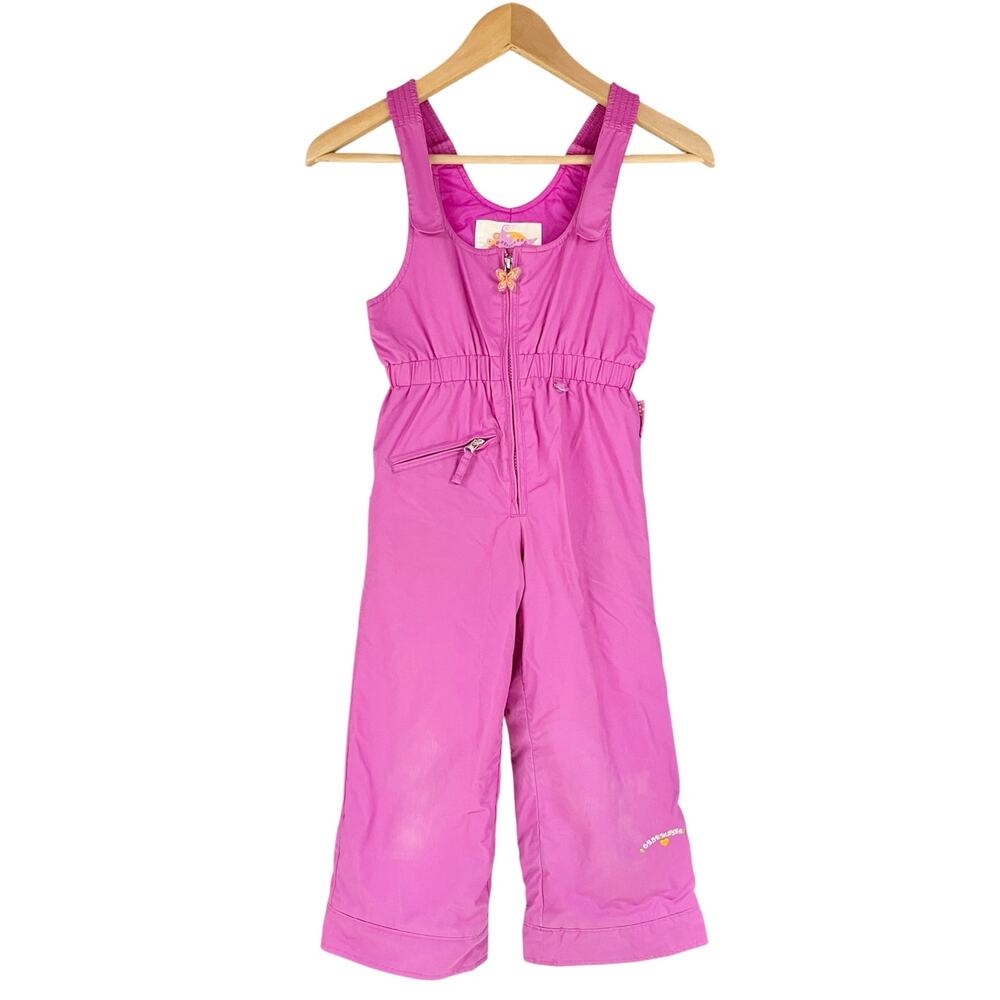 OBERMEYER Snoverall Girl's Pink Ski/Snow Bib Pants Butterfly Charm I-Grow Size 5